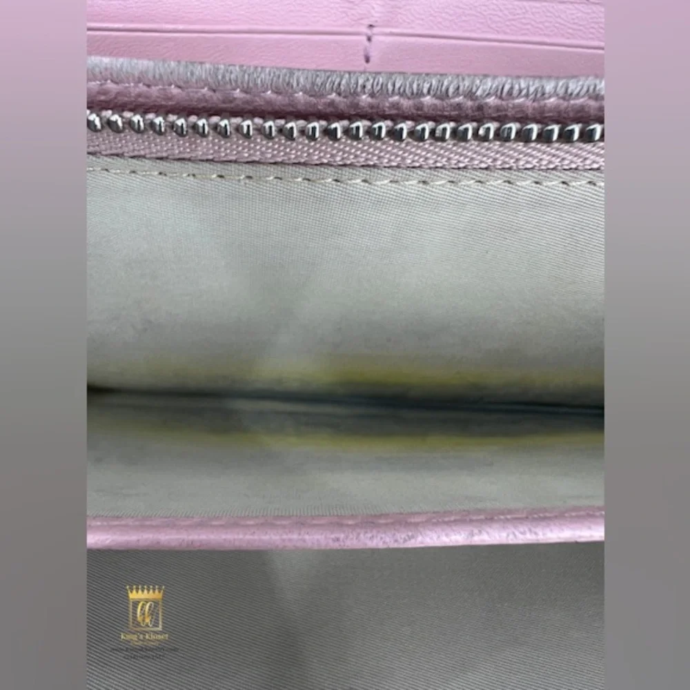 Dior Cannage patent wallet on a chain